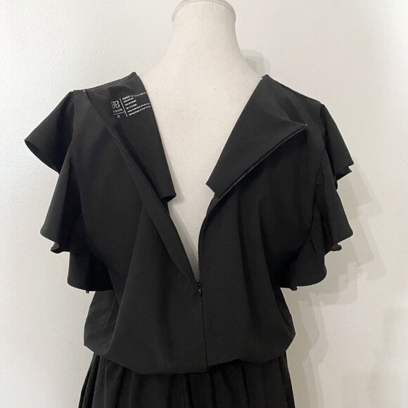 ALBION BLACK RUFFLE NYLON ELASTIC WAIST ROMPER - M - Picture 6 of 9